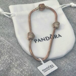 Pandora Rose Gold Tone Pave Charm Bracelet